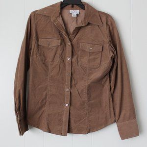 AnnTaylor Loft Corduroy Button Front Stretch Top
